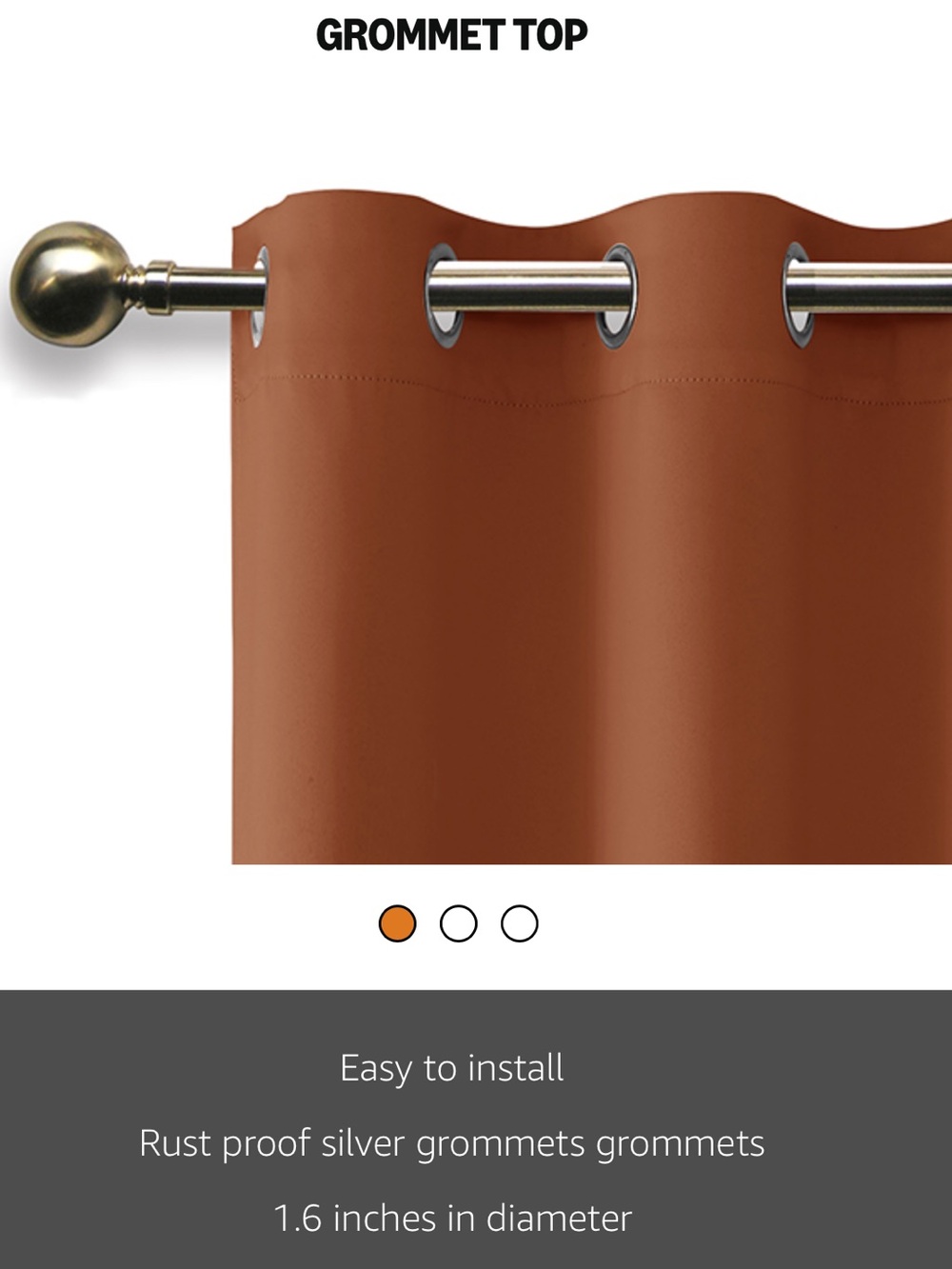 1 Set~2 Grommet Blackout Insulated Curtains 70x84 Sewn-On Tiebacks~Burnt Ochre - Picture 7 of 8